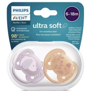 پستانک کودک ۶ تا ۱۸ ماه دوتایی فیلیپس اونت Ultra Soft مدل SCF091/18