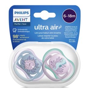 پستانک ارتودنسی ۶ تا ۱۸ ماه دوتایی فیلیپس اونت PHILIPS AVENT سری UltraAir مدل SCF085/61