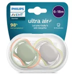 پستانک ارتودنسی ۶ تا ۱۸ ماه دوتایی فیلیپس اونت PHILIPS AVENT سری UltraAir مدل SCF085/20